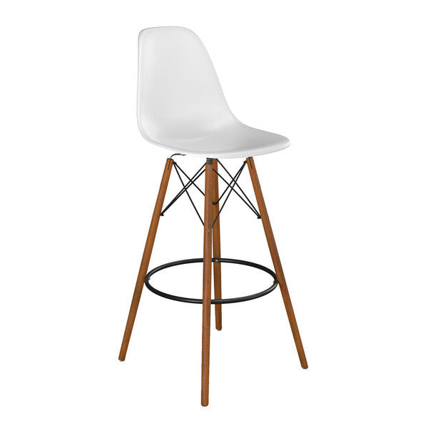 Set of 3 DSW Bar Stool Natural Wood Feet White Seat - Outlet