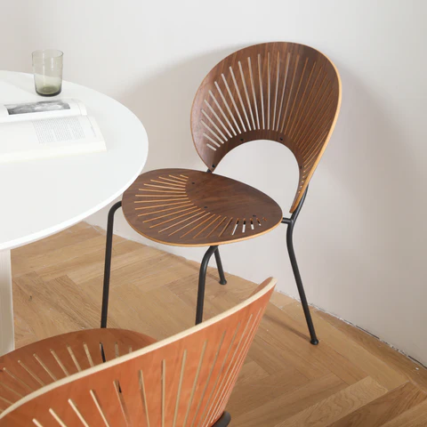 Set of 3 Premium Shelly Chairs (2 Light Walnut - 1 Dark Walnut) - Outlet