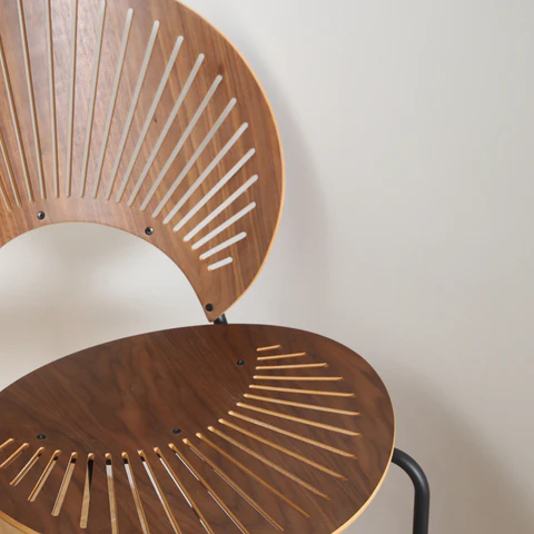 Set of 3 Premium Shelly Chairs (2 Light Walnut - 1 Dark Walnut) - Outlet