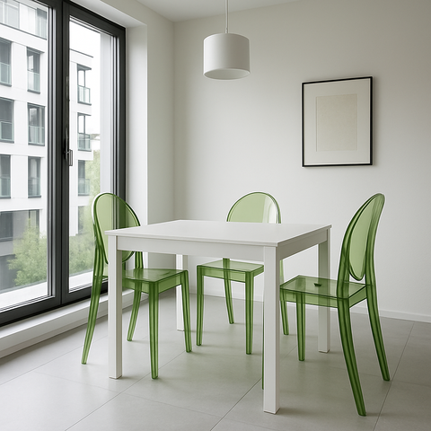 Set of 3 Victoria Chairs green transparent - Outlet