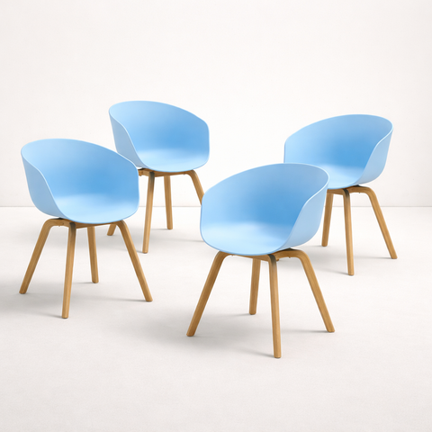Ensemble de 4 chaises Hyge bleu clair