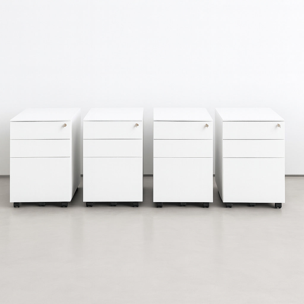 Set of 4 Gosto “Histo” Mobile Pedestal - White - Outlet