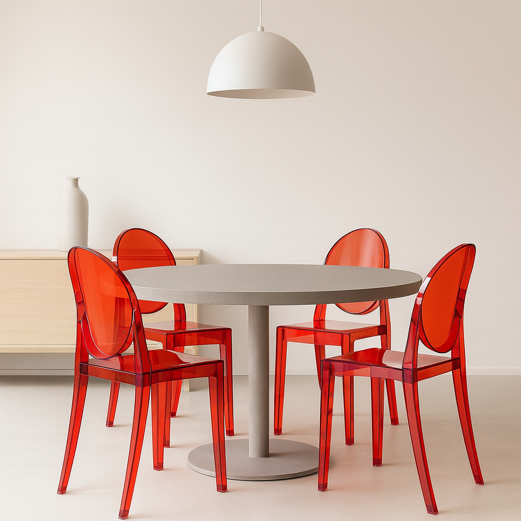 Set of 4 Victoria Chairs Red Transparent - Outlet