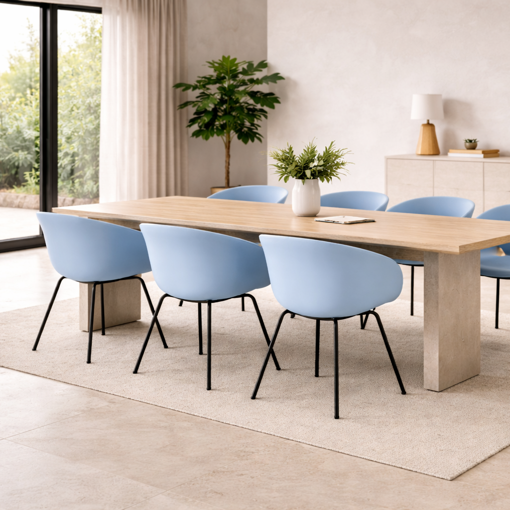 Ensemble de 6 chaises Eleganza bleues et noires