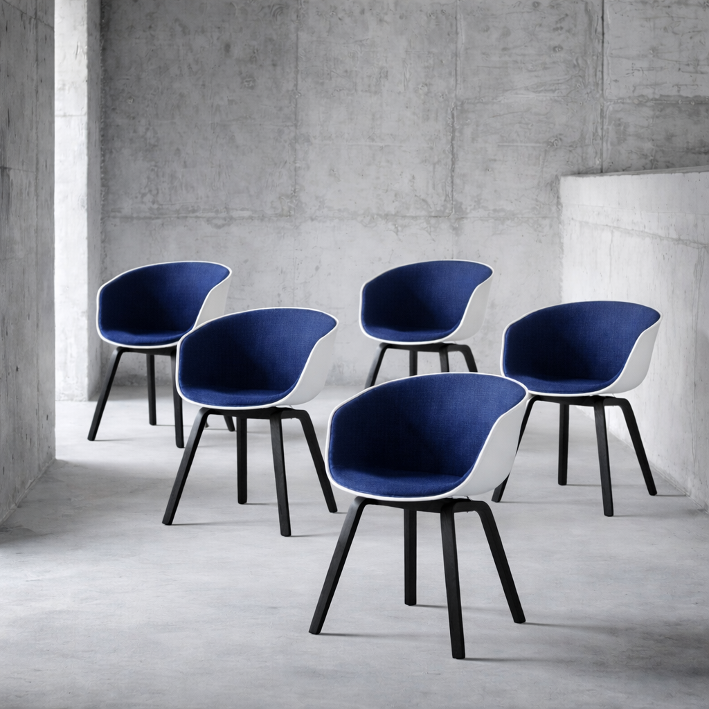 Ensemble de 5 chaises Alpha - Blanches et bleues