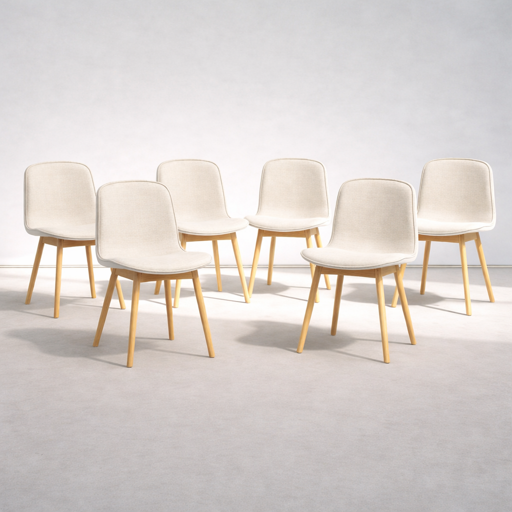 Ensemble de 6 chaises Jamie - Blanc et beige