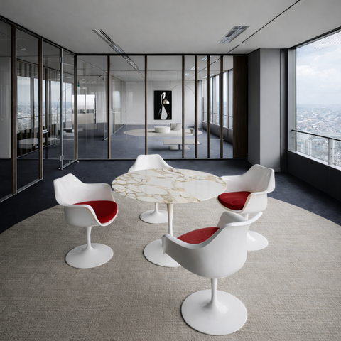 Set of 4 Tulip White and Red Armchairs (ABS polymer)