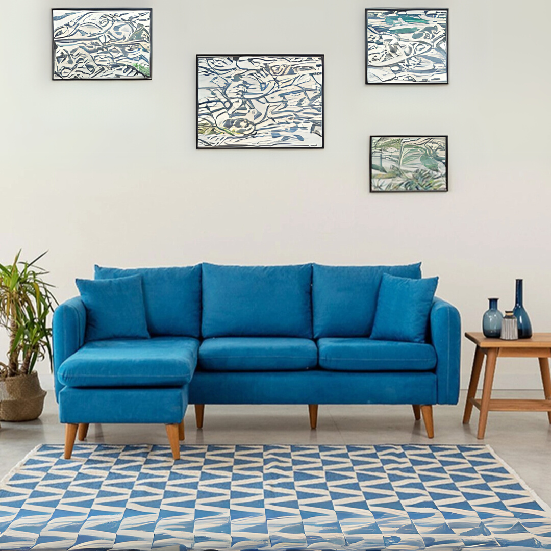 Sofia – Dark Blue L Shape Corner Sofa | Designer Sectional for Living Room