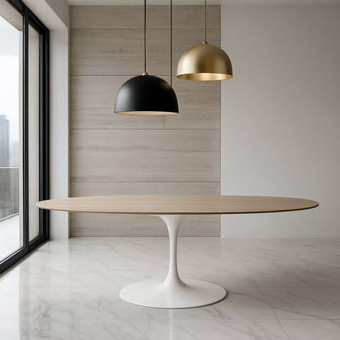 Oval wooden Tulip Table Saarinen