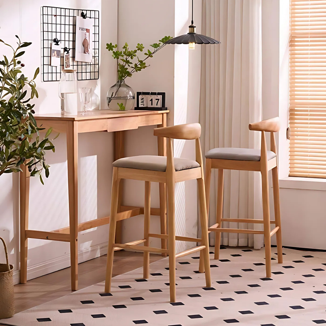 Elbow wooden bar stool - 65 cm