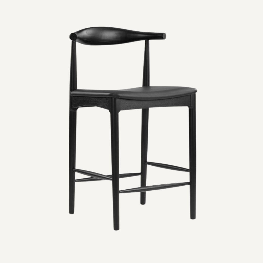 Elbow wooden bar stool - 73 cm