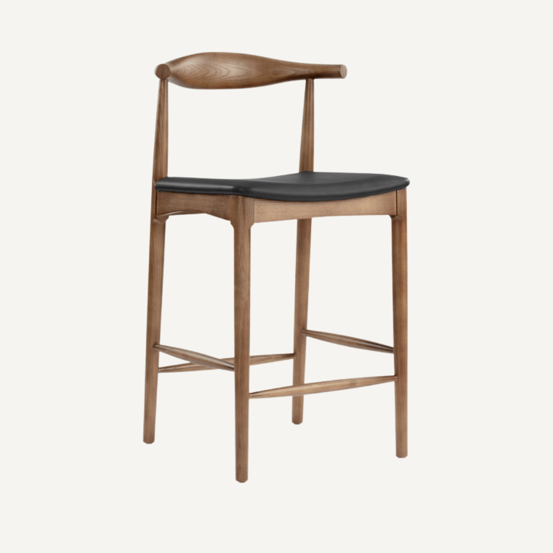 Elbow wooden bar stool - 65 cm