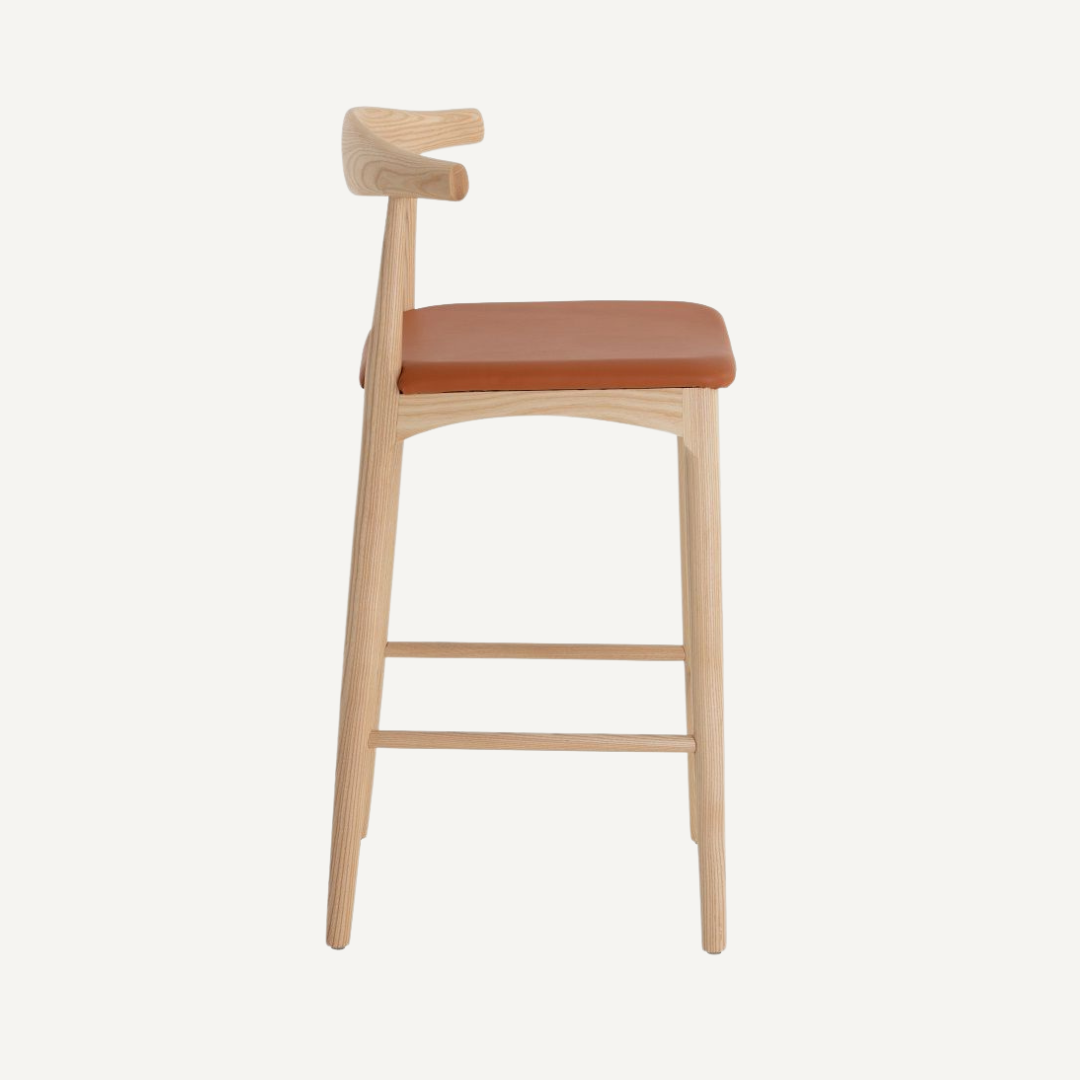 Elbow wooden bar stool - 65 cm