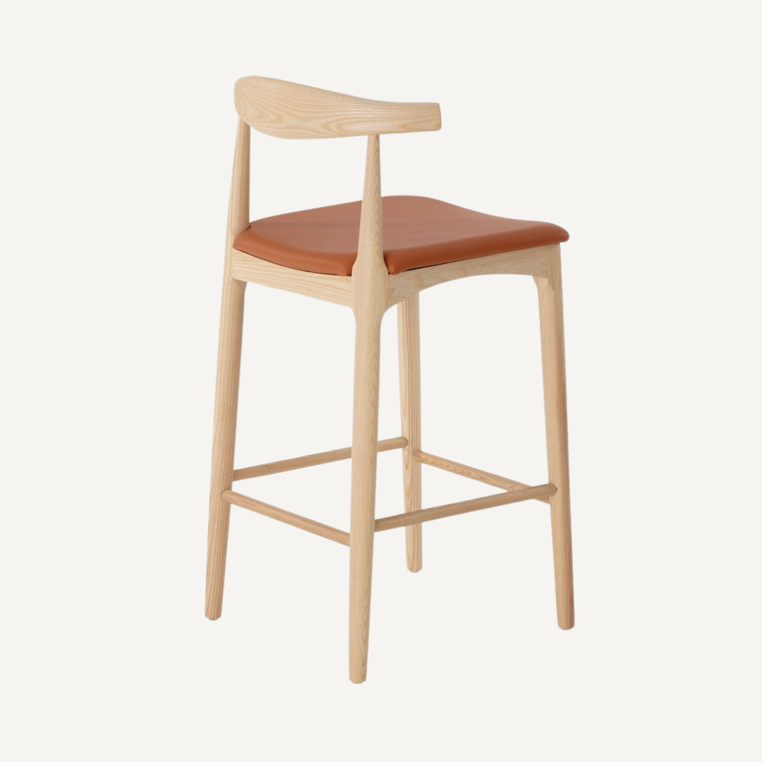 Elbow wooden bar stool - 65 cm