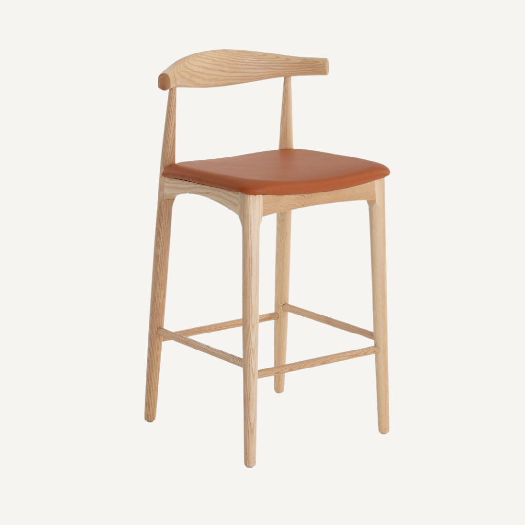 Elbow wooden bar stool - 73 cm
