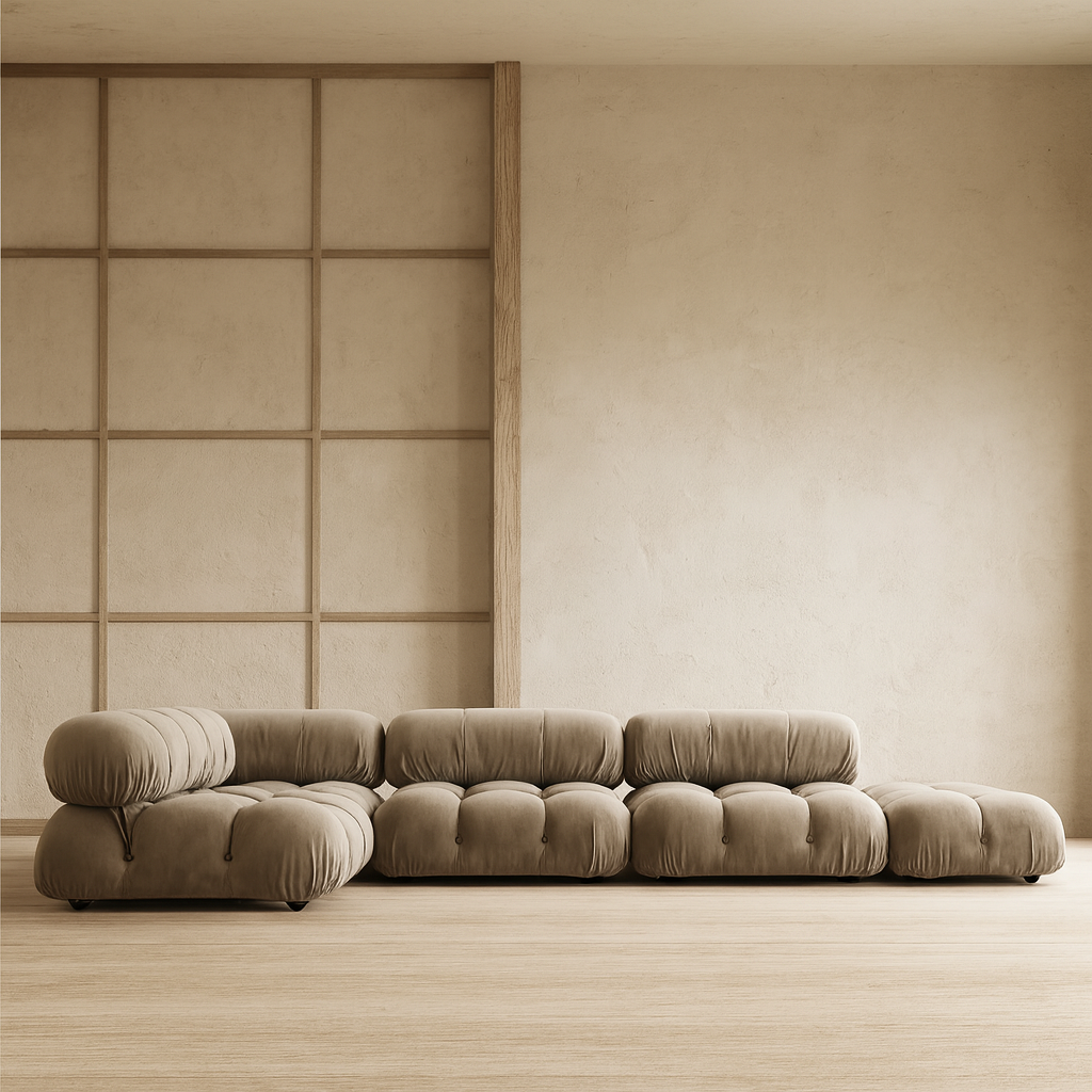 Large 4-seater modular corner sofa with footrest - Camelia