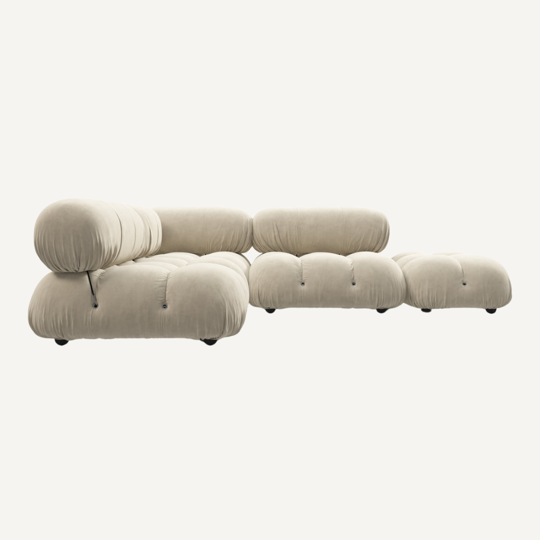 Large 3-seater modular corner sofa with footrest - Camelia