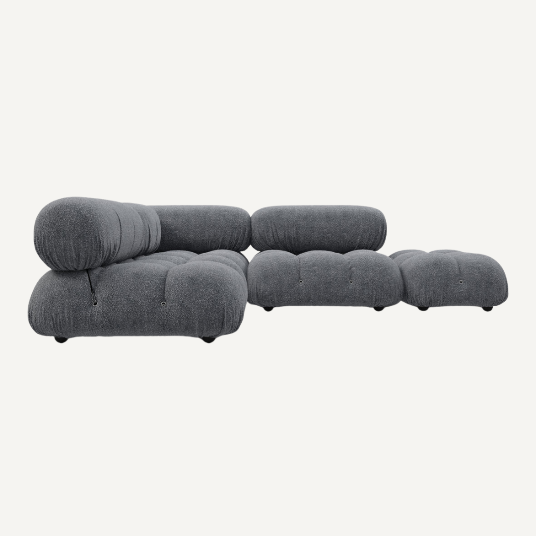 Large 3-seater modular corner sofa with footrest - Camelia