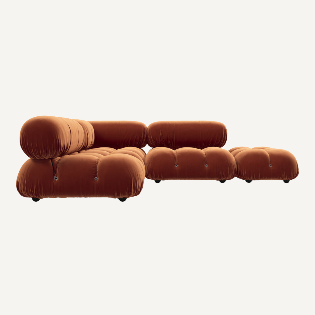 Large 3-seater modular corner sofa with footrest - Camelia