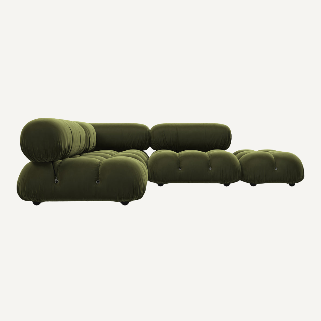 Large 3-seater modular corner sofa with footrest - Camelia