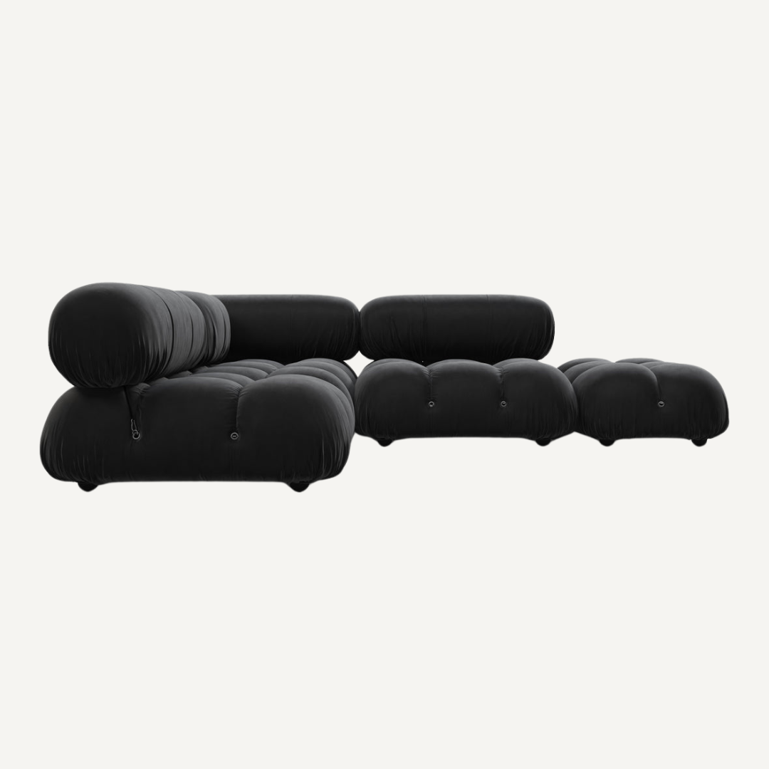 Large 3-seater modular corner sofa with footrest - Camelia