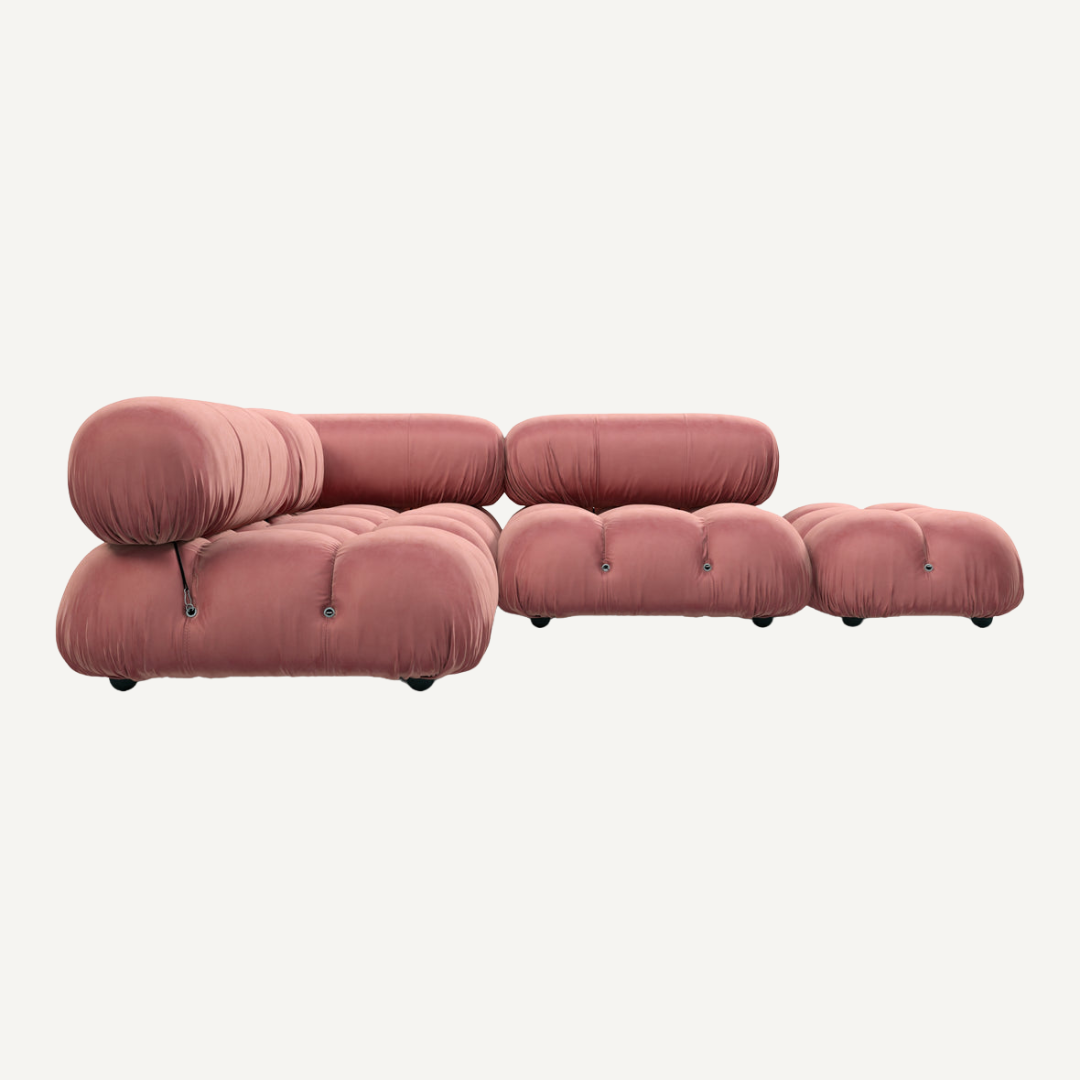 Large 3-seater modular corner sofa with footrest - Camelia
