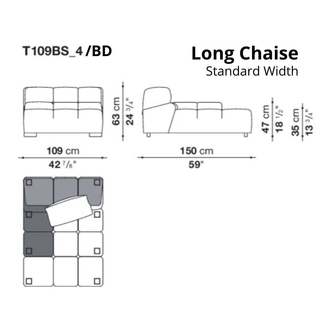 Standard Chaise with Left Low Armrest for Tully Corner Sofa