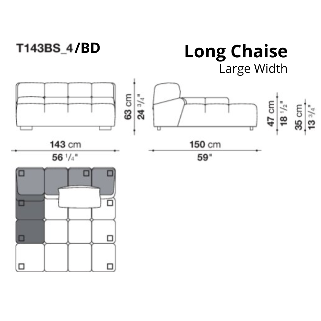 XL Chaise with Right Low Armrest for Tully Modular Corner Sofa