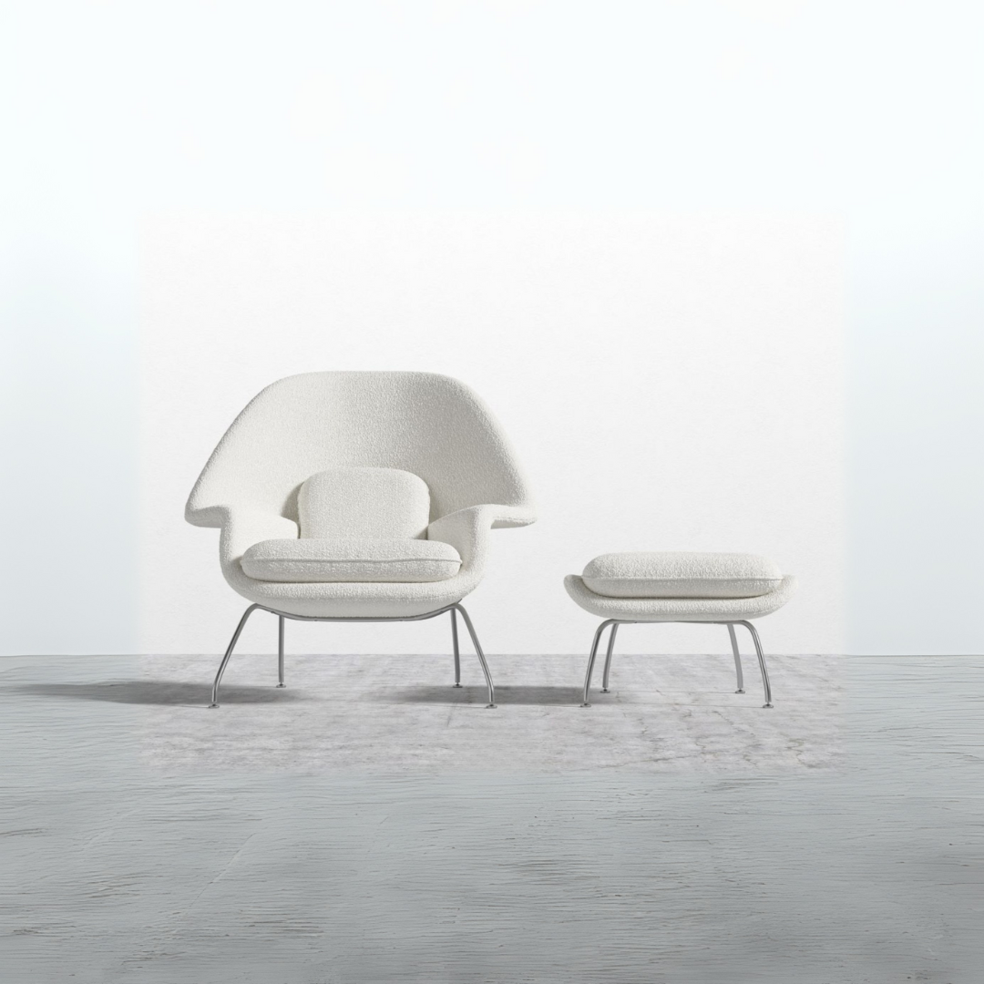 Womb armchair with Footrest