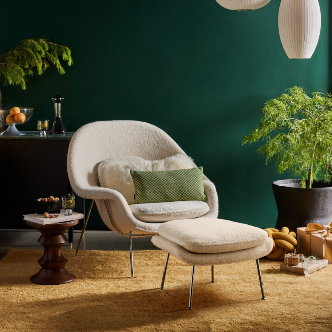 Womb armchair with Footrest