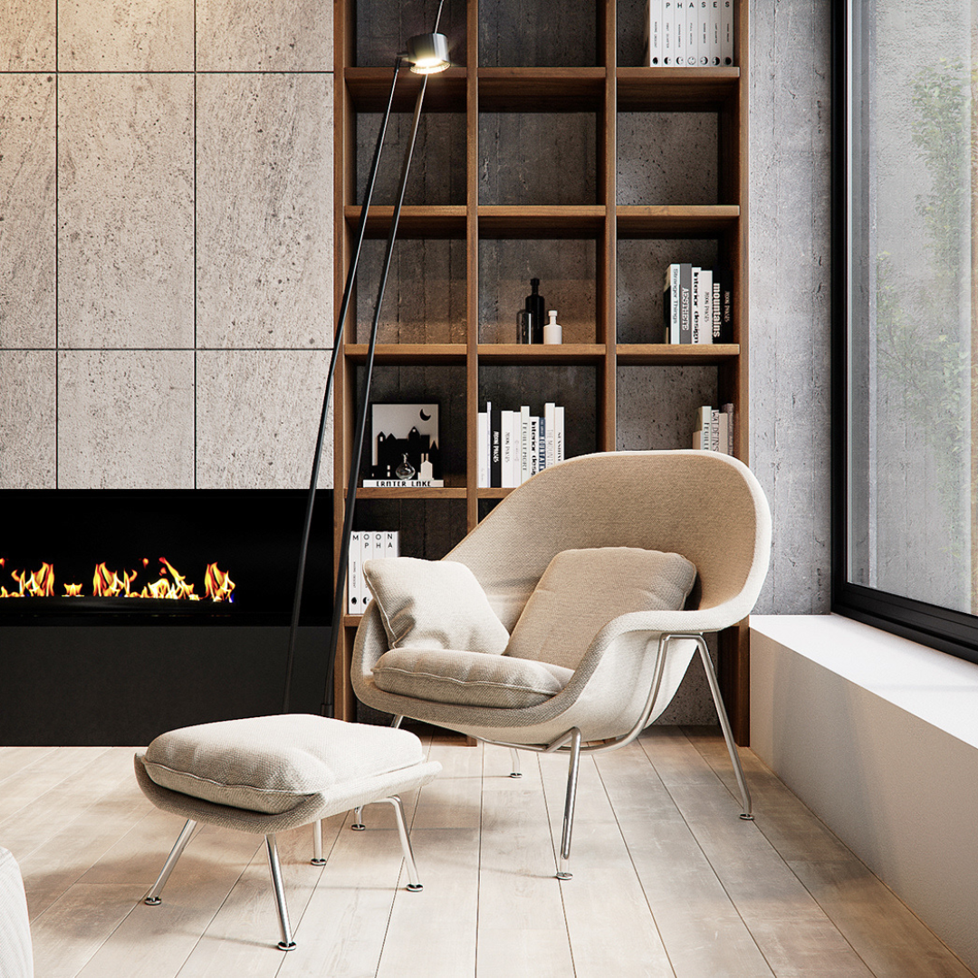 Womb armchair with Footrest